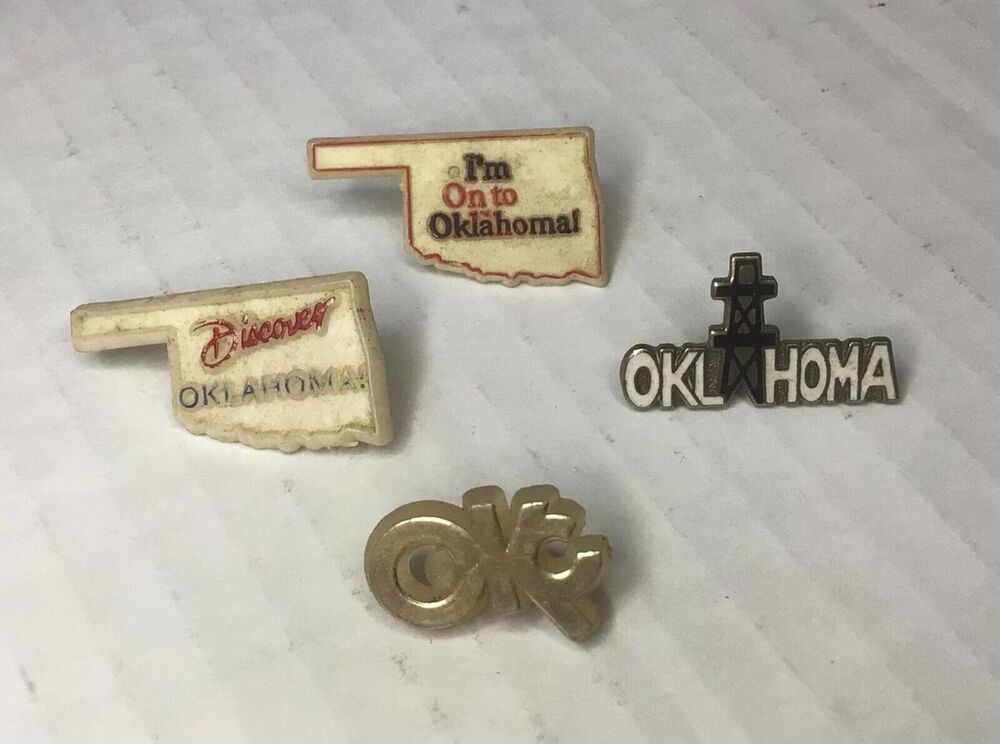 Vtg Oklahoma Oil Derrick Advertising Pinback Lapel Hat Pin Souvenir Travel 937A